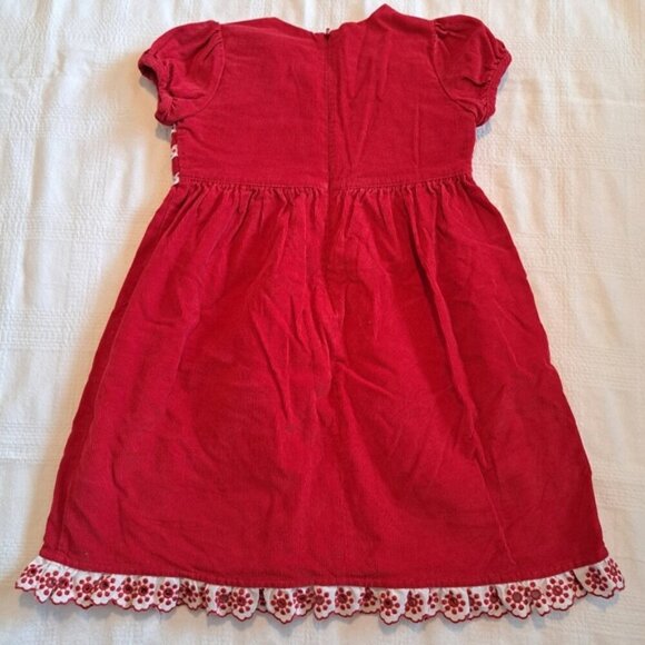 Hanna Andersson girls size 110 or US 5 red corduroy dress with white trim - Picture 6 of 7